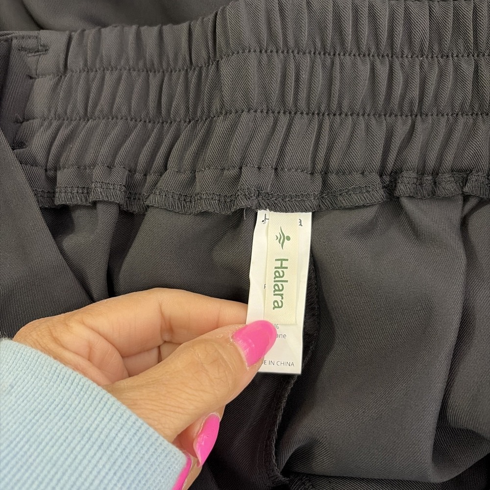 Halara Pants Womens Petite L Black Pleated Wide Leg Pockets Career - Picture 12 of 13